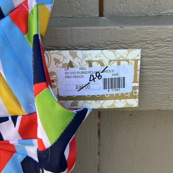 NWT Rubber Ducky Productions Geometric Print Bodycon Dress Wedding Guest Party S - Picture 5 of 7